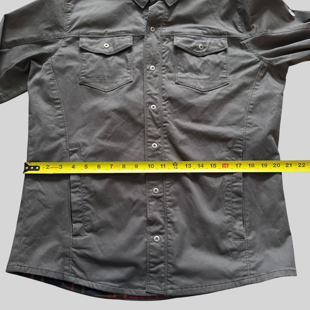 Kuhl Joyrydr Flannel Lined Shirt Jacket Gray Mens Medium Plaid Lining Shacket - Picture 9 of 14